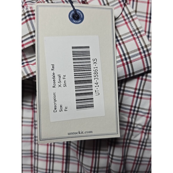 UNTUCKit Men's Shirt XS Slim Fit Long Sleeve Button-up Red / Black Gingham Dad - Picture 6 of 10
